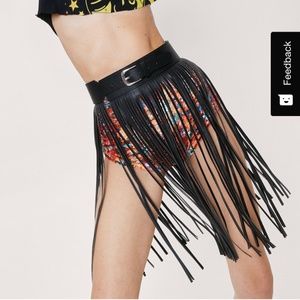 New Nasty Gal Fringe Midi Skirt Belt